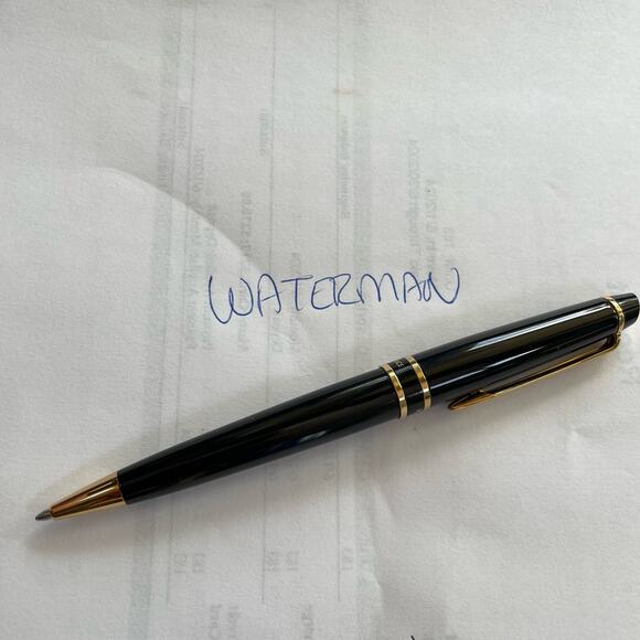 Waterman Expert II Ballpoint Pen Black Lacquer Paris France Blue Ink NOS - Picture 12 of 14